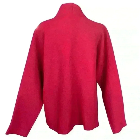 Eileen Fisher 100% Boiled Wool Women’s Jacket Red Sz S Cowl Cape Oversized - Picture 3 of 11